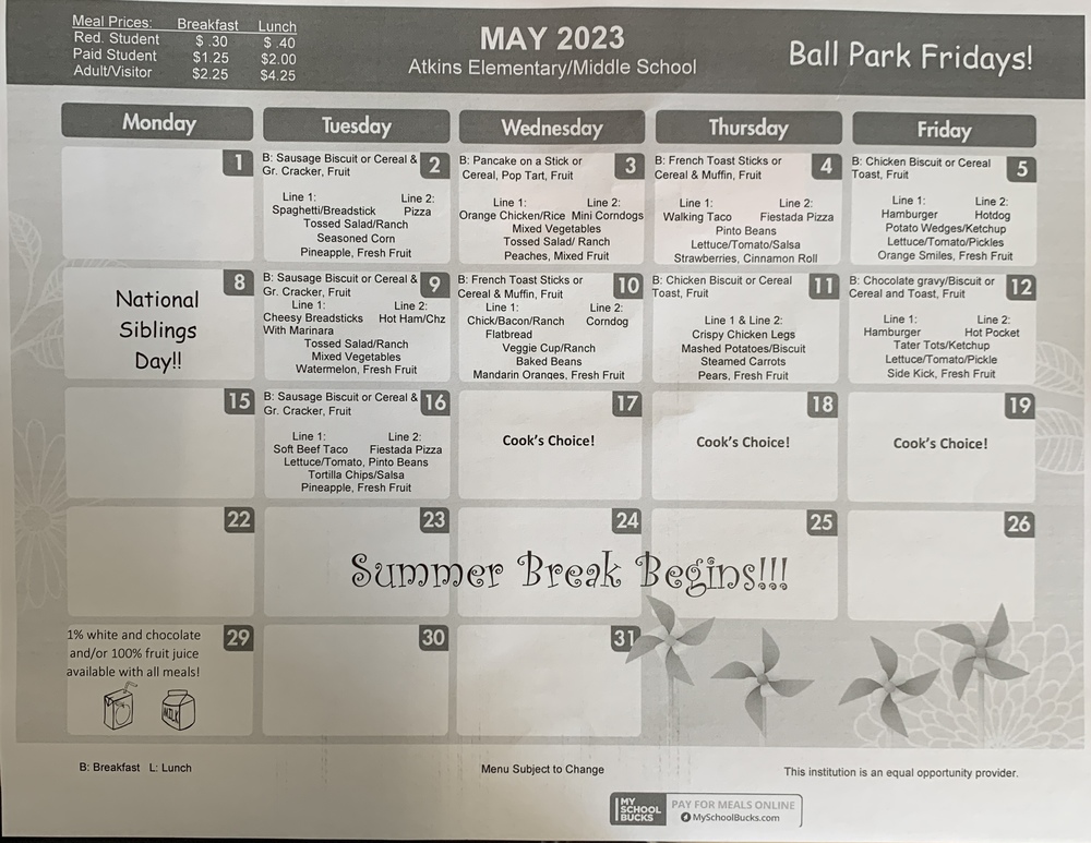 May Menu