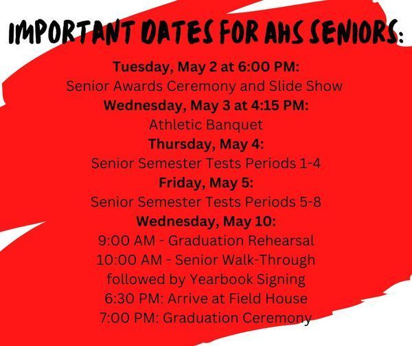 Important dates for Seniors